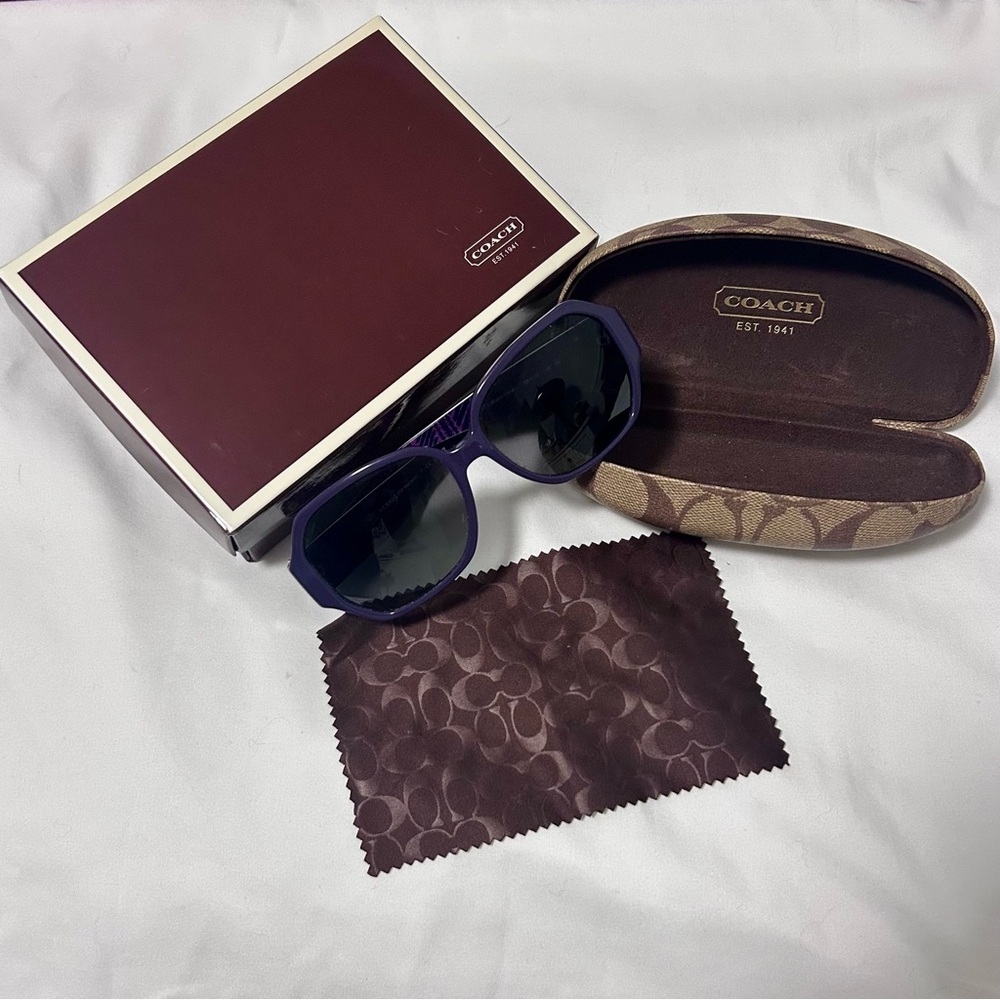 Coach Melissa Purple Sunglasses with Case and Vintage Gift Box